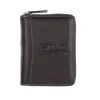 czarny portfel skórzany WILD 708 na suwak RFID / WILD 708 black leather zip wallet with RFID protection